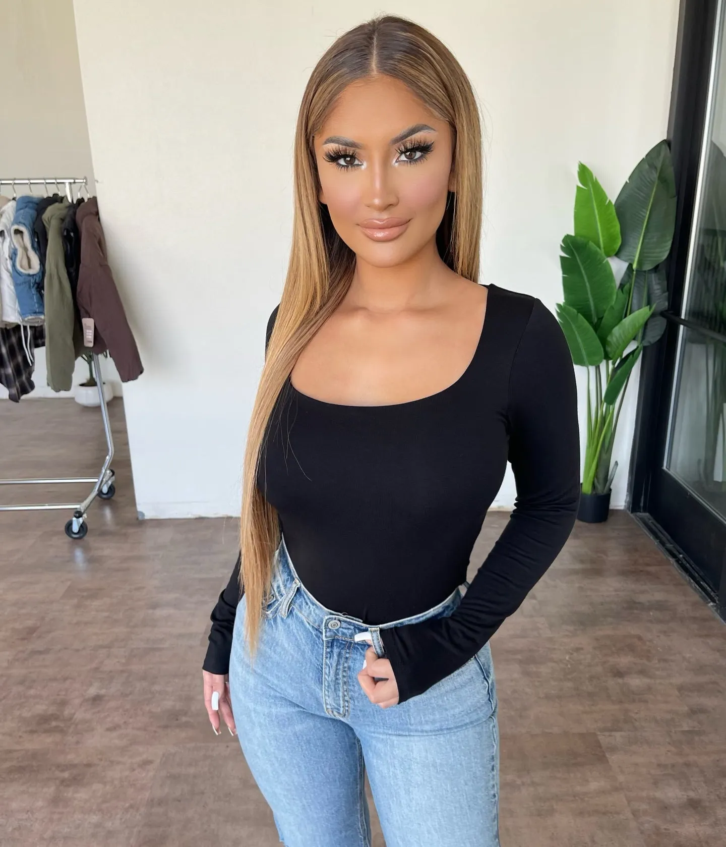 Jenna Open Back Bodysuit (Black) sold by OOTDFash