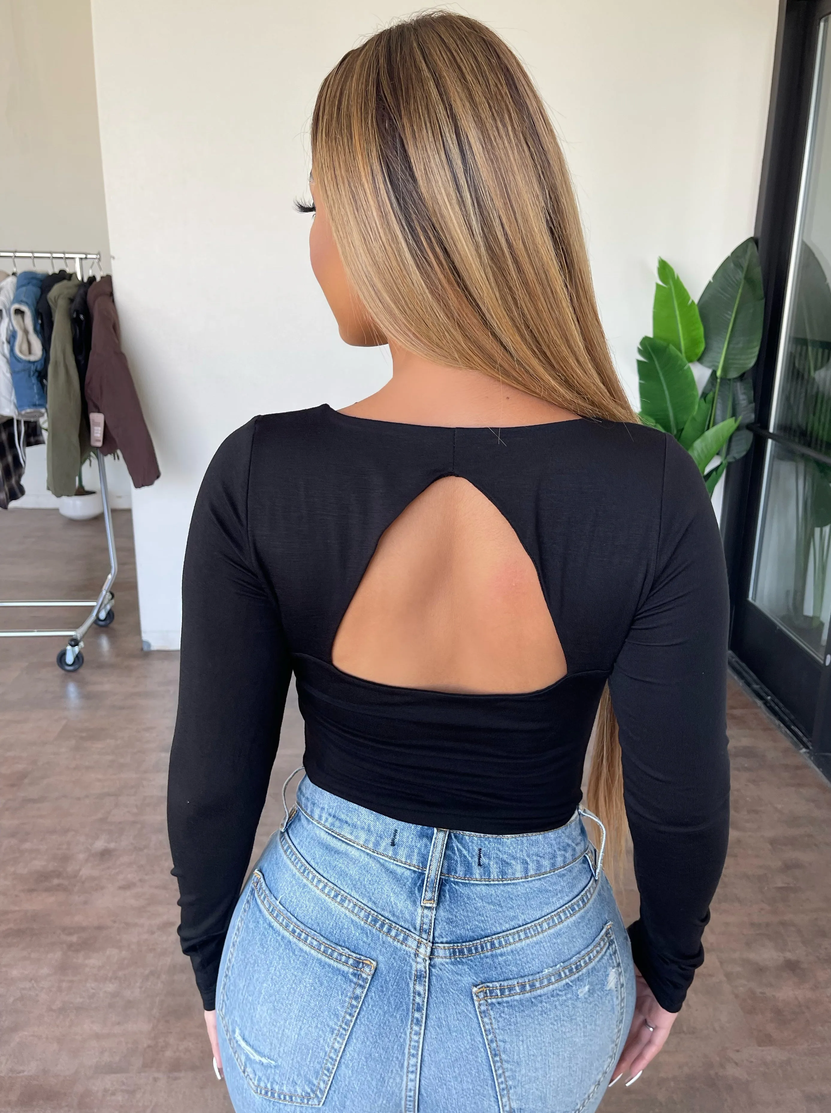 Jenna Open Back Bodysuit (Black) sold by OOTDFash product image thumbnail 2