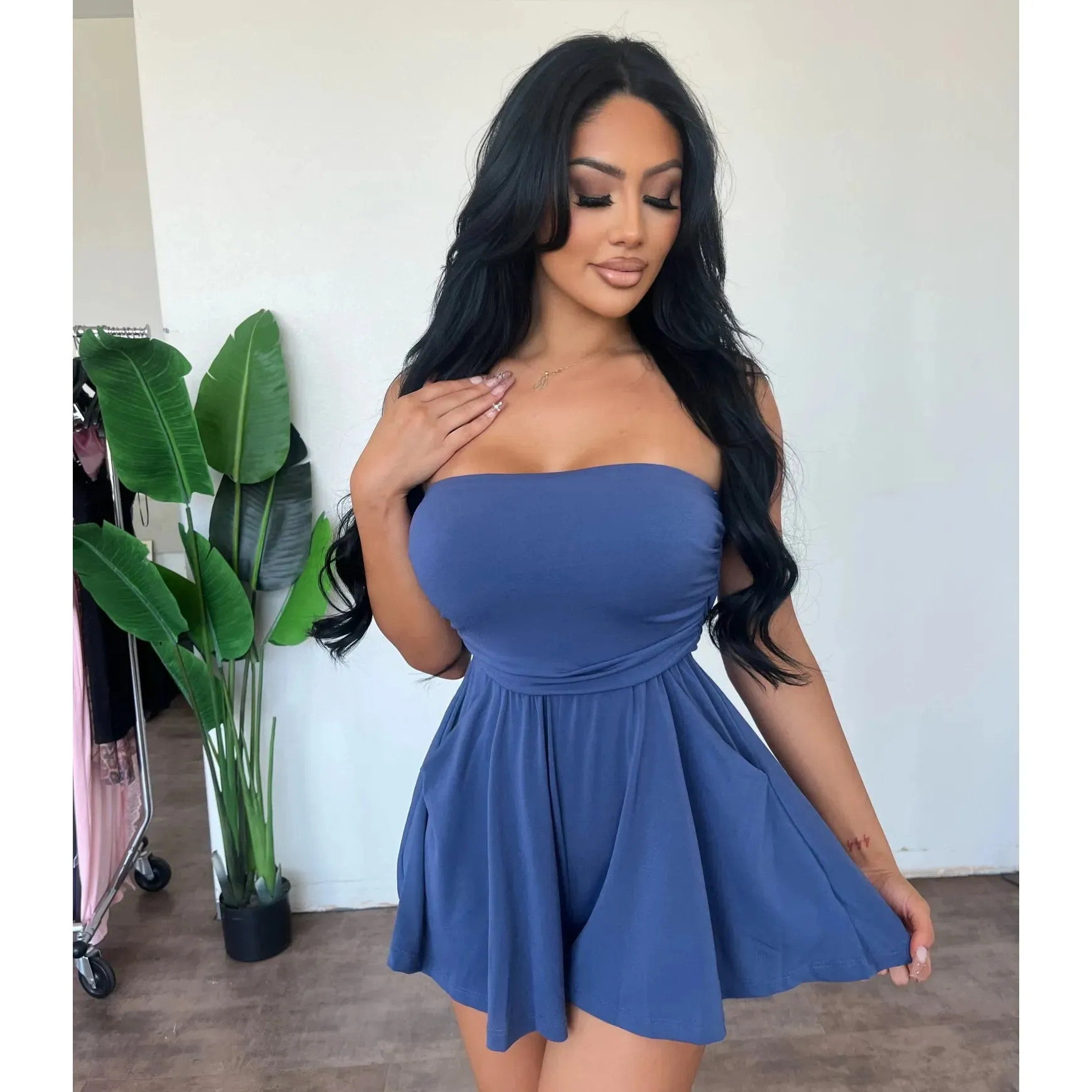 Ashley Romper(Denim Blue) sold by OOTDFash