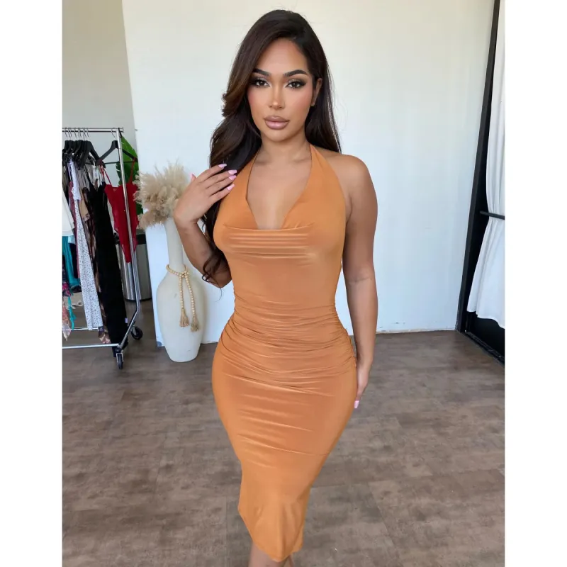 Isabella Dress (Pumpkin) sold by OOTDFash