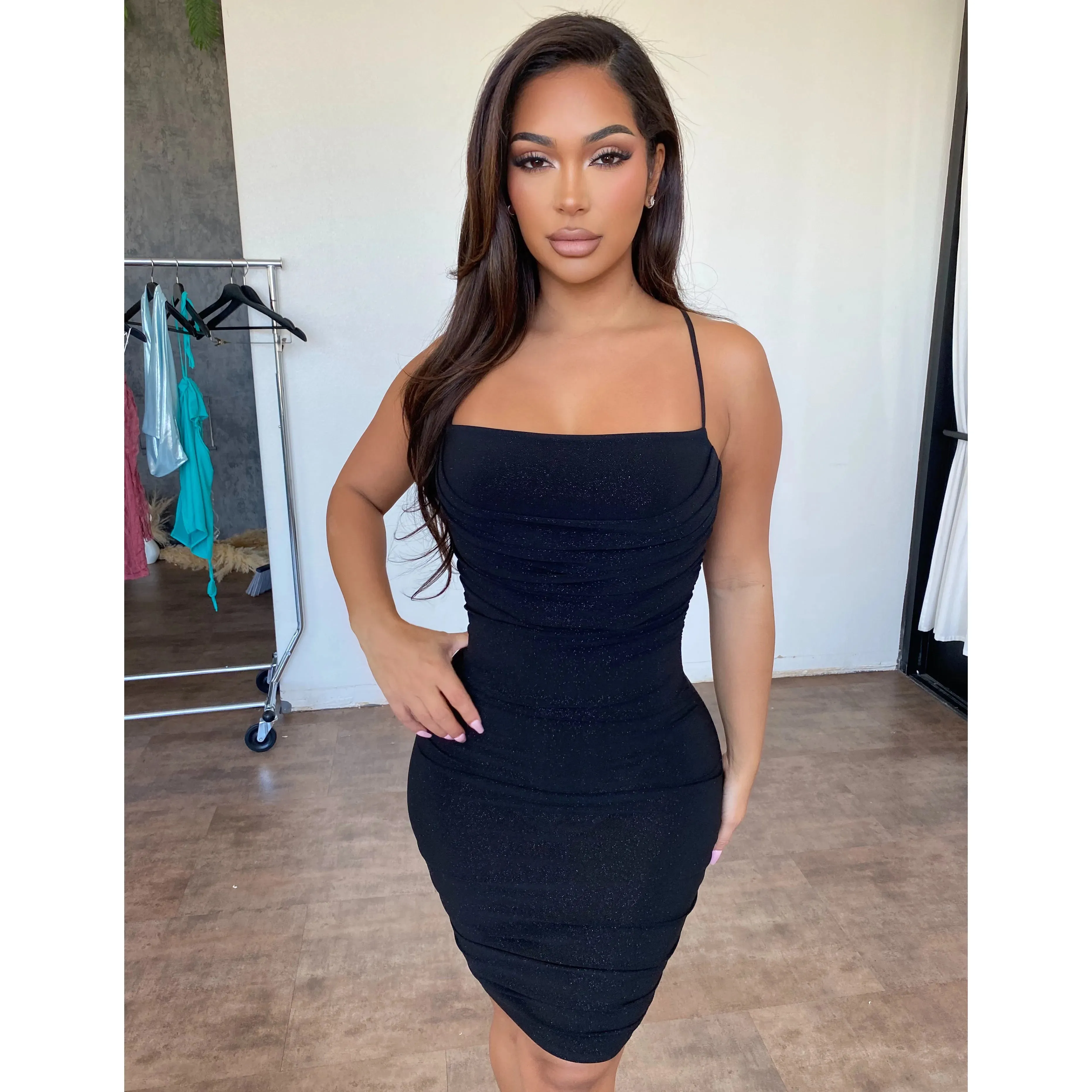 Eva Glitter Dress (Black) sold by OOTDFash