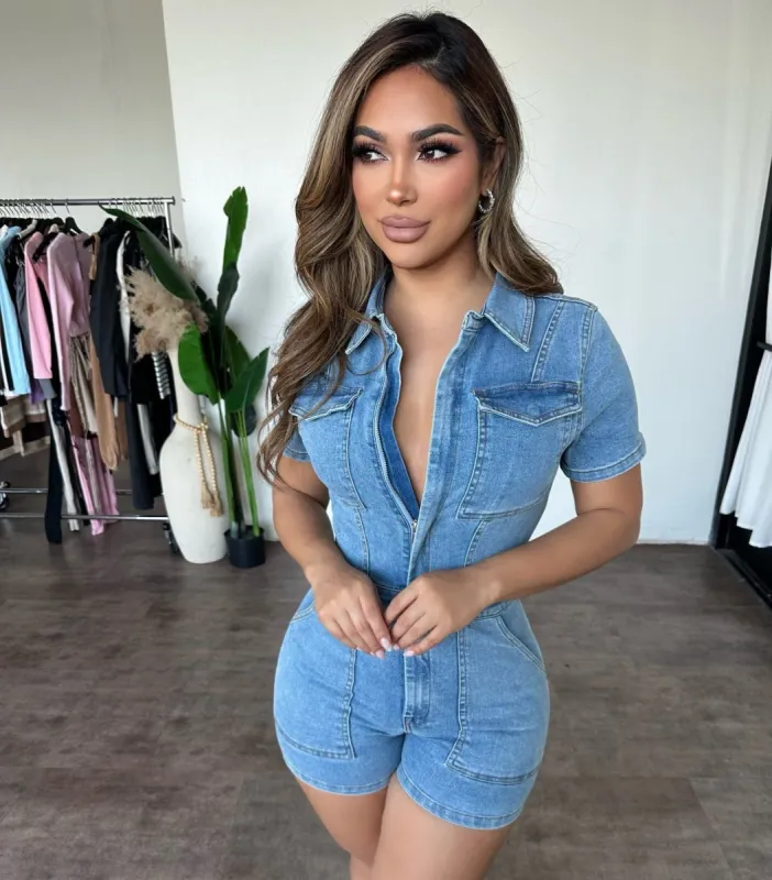 Jessica Denim Romper(Medium Denim) sold by OOTDFash