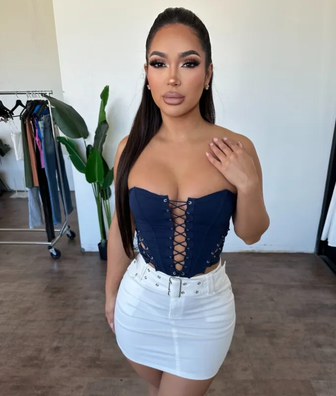 Lybra Corset Top  (Navy) sold by OOTDFash