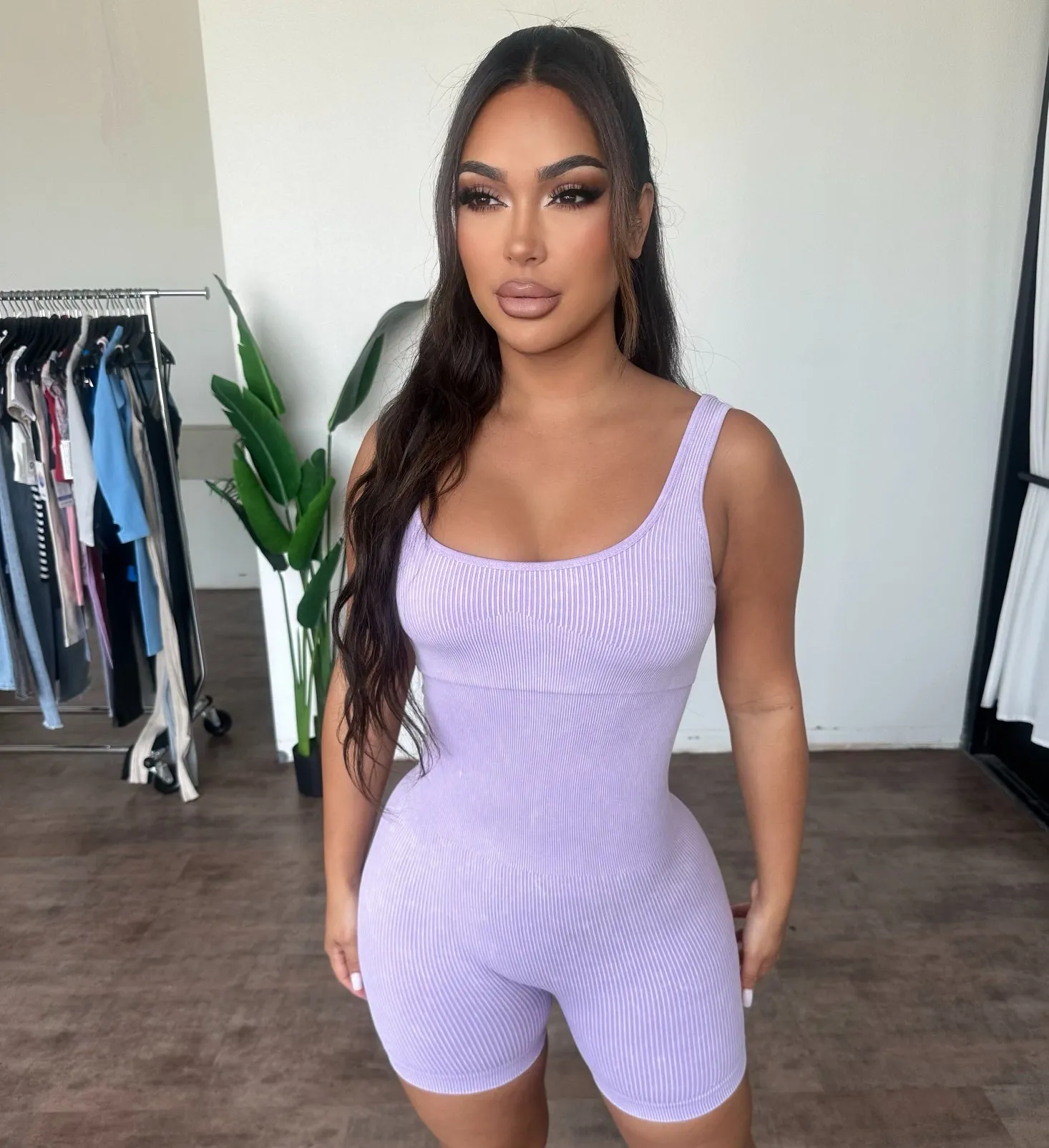 Linda Rib Romper (Lilac) sold by OOTDFash
