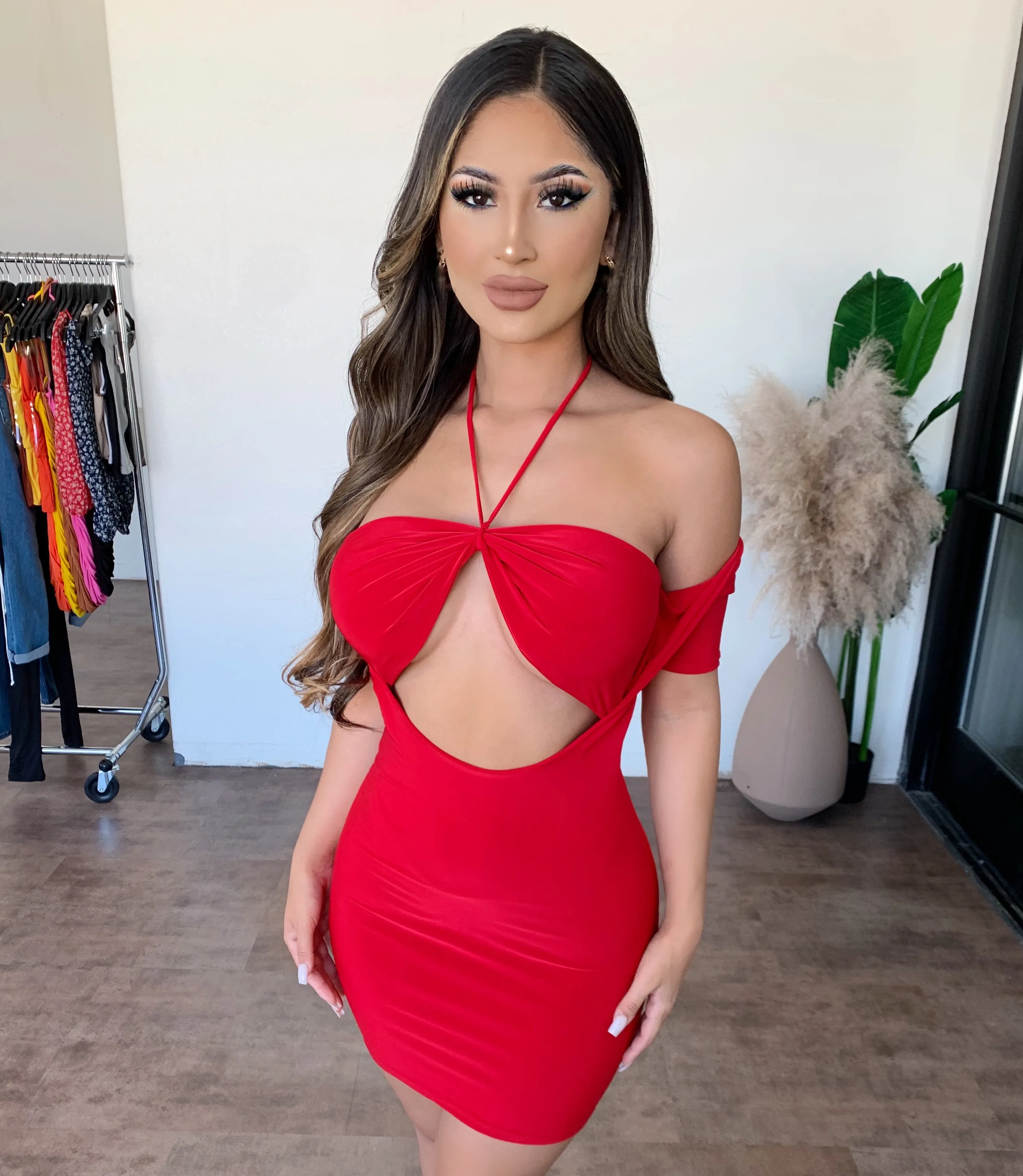 Kassey Halter Dress(Red) sold by OOTDFash