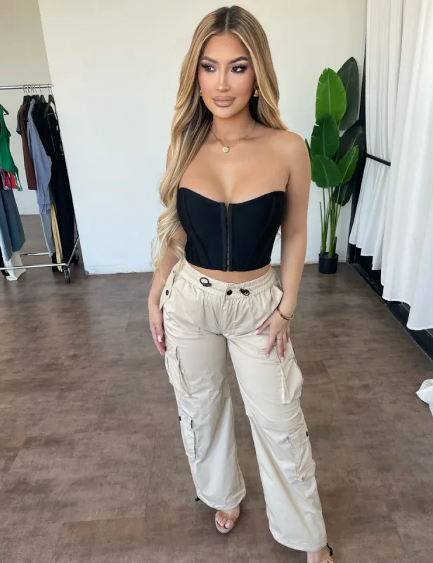 Kaitlyn Cargo Pants(Sand) sold by OOTDFash