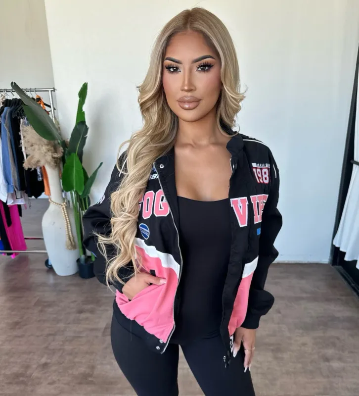 Racer Oversized Jacket(Pink) sold by OOTDFash