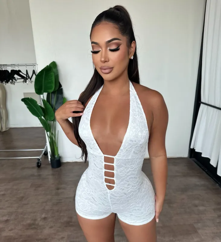 Jacie Halter Romper(Ivory) sold by OOTDFash