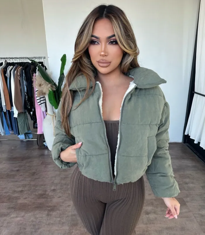 Sherly Puffer Jacket (Olive) sold by OOTDFash