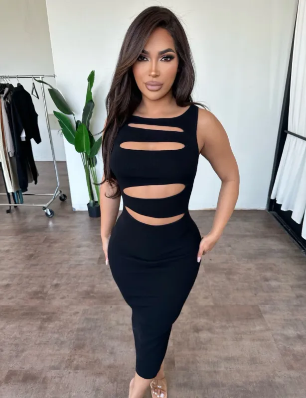 Jessica Cut Out Dress (Black) sold by OOTDFash