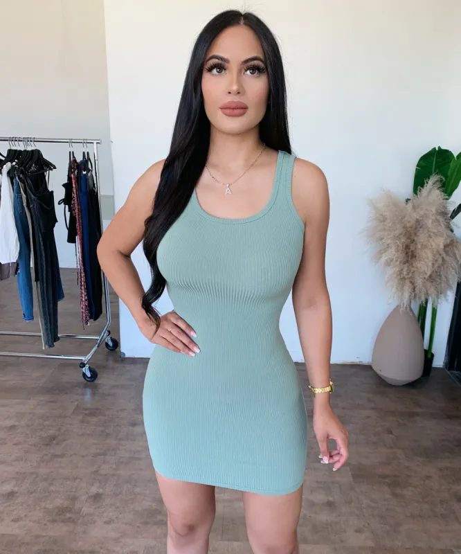 Chanell Short Sleeve Open Back Dress(Moss Green) sold by OOTDFash