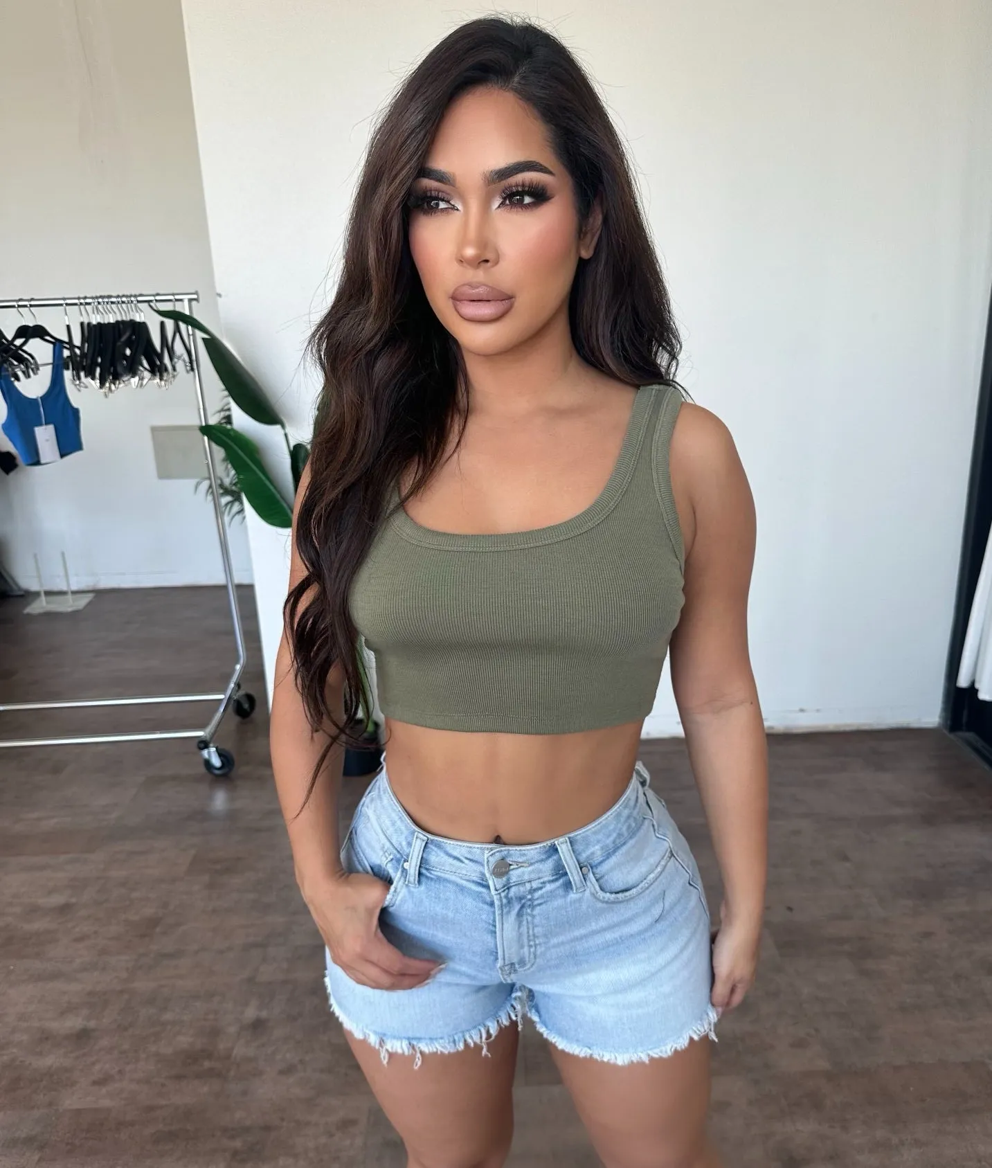 Selena Crop Top (Martini Olive) sold by OOTDFash