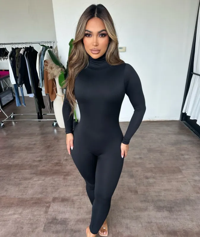 Celly Turtleneck Jumpsuit(Black) sold by OOTDFash