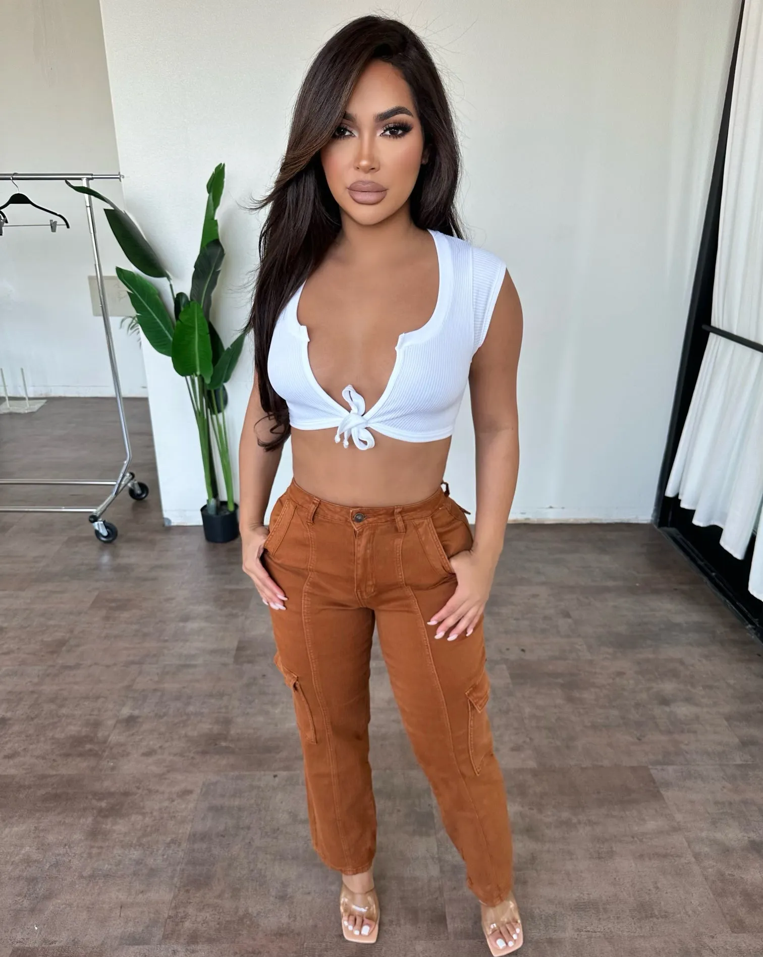 Reanna Cargo Pants (Fig/Rust) sold by OOTDFash