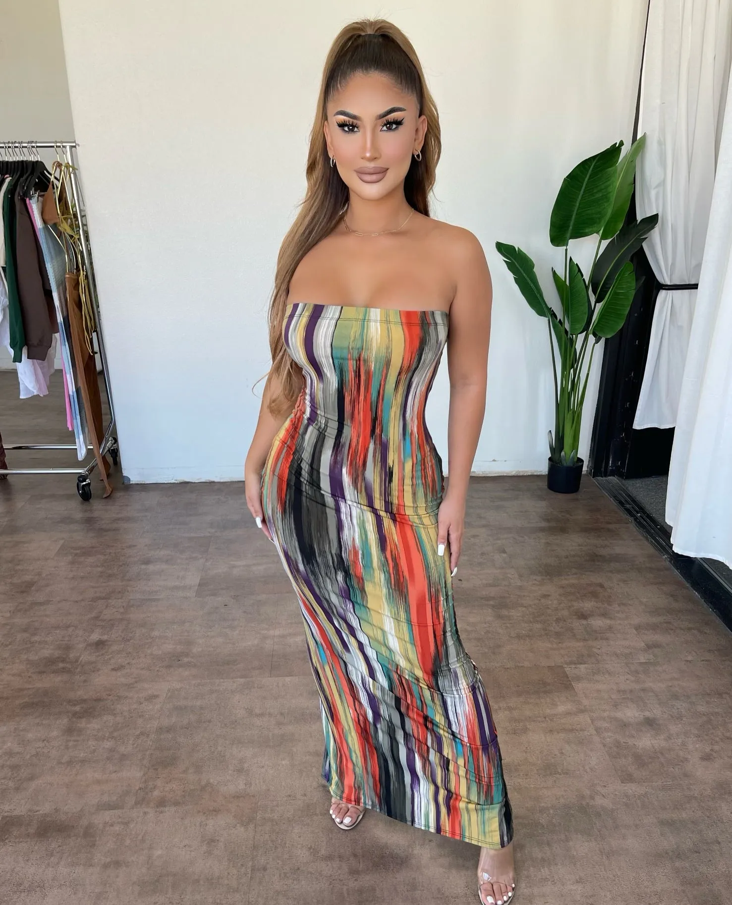 Abriella Dress(Purle/Yellow/Orange Multi) sold by OOTDFash