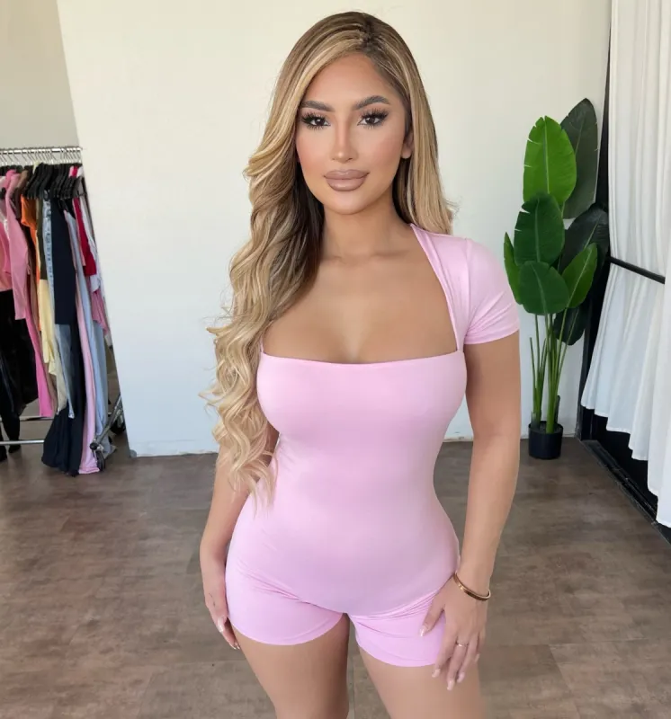 Ela Short Sleeve Romper(Light Pink) sold by OOTDFash