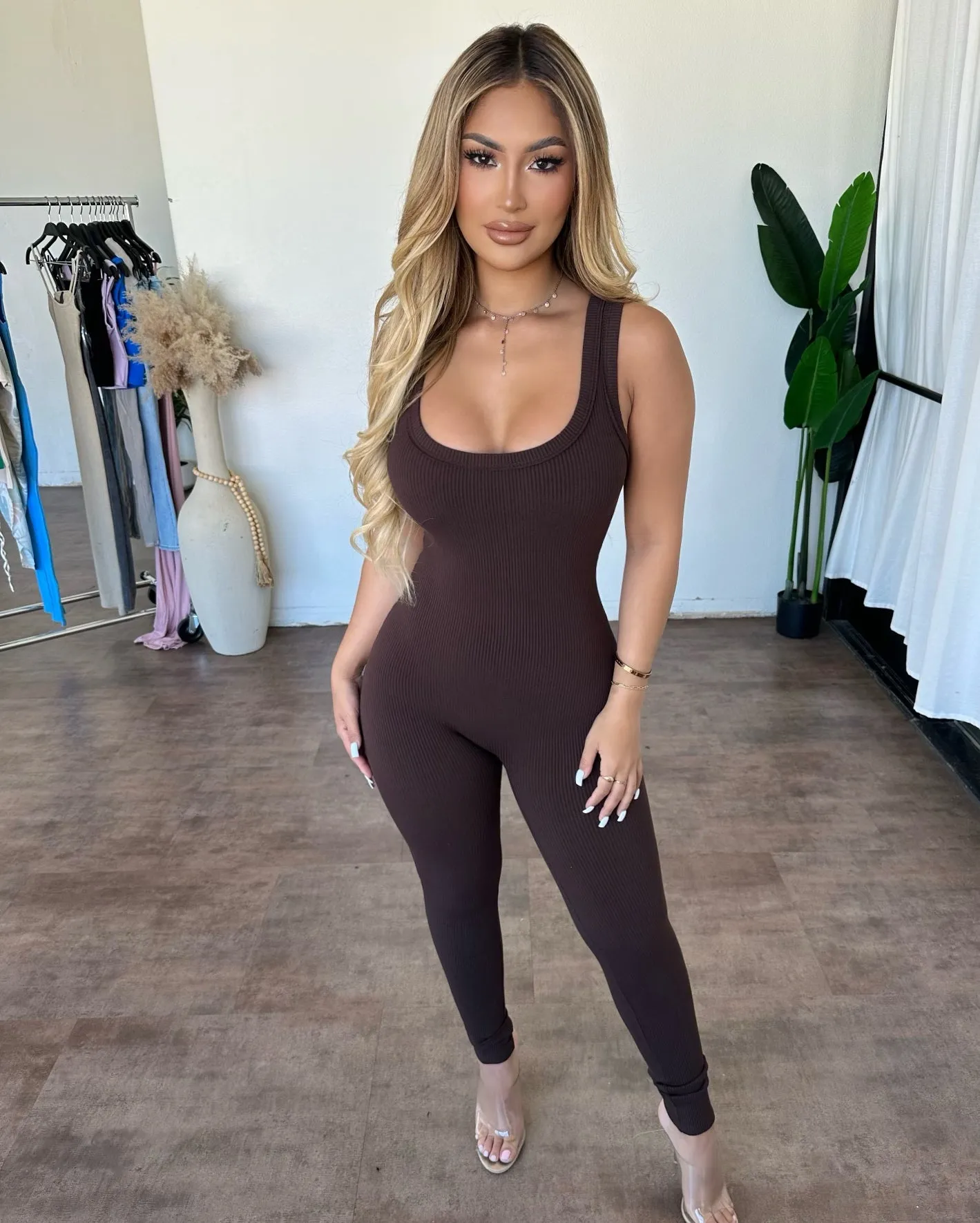 Everly Tank Jumpsuit(Chocolate) sold by OOTDFash