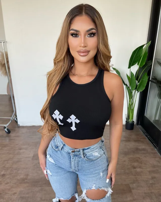 Guadalupe Cropped Top(Black) sold by OOTDFash