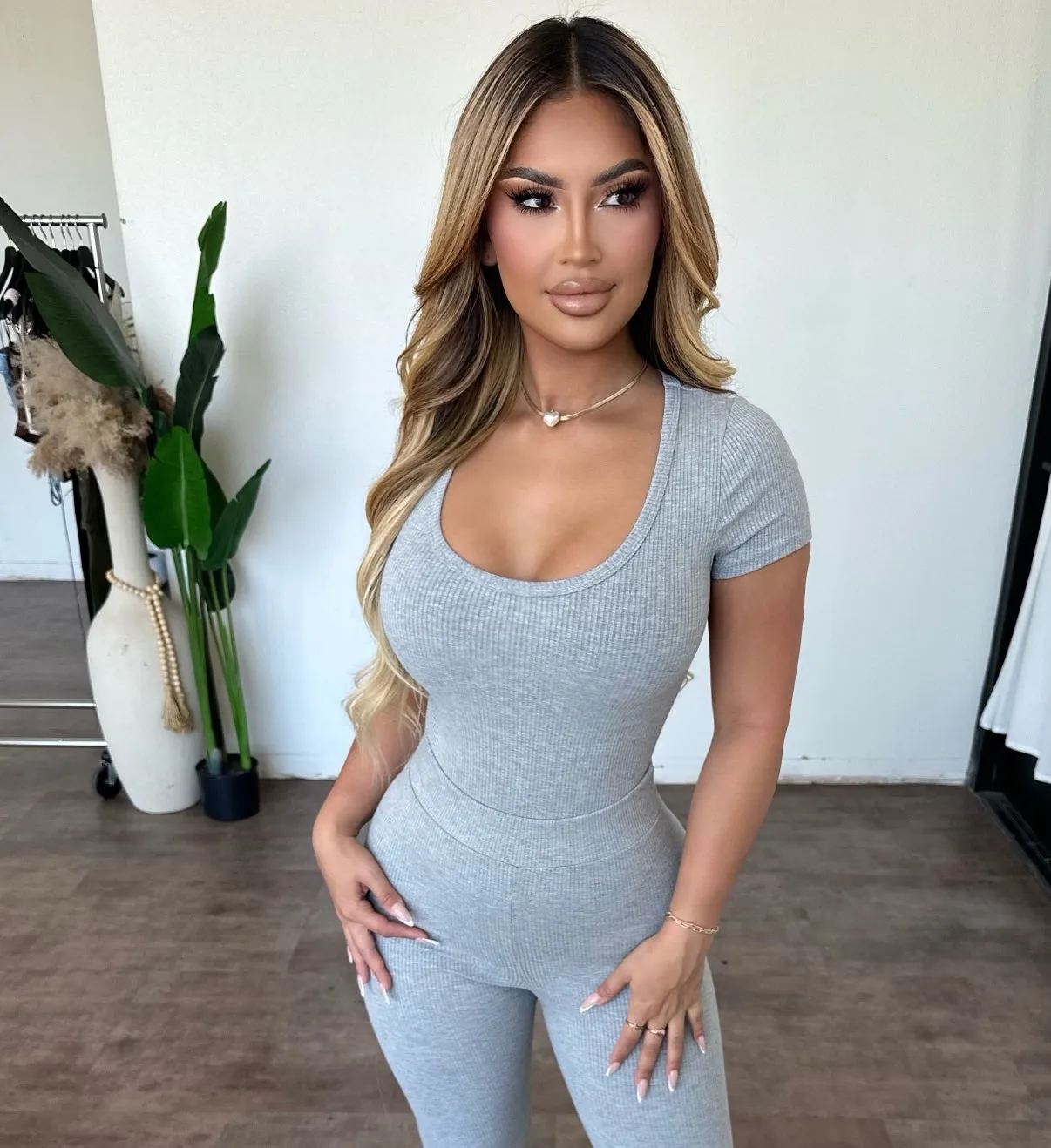 Jenn Rib Bodysuit(Grey) sold by OOTDFash