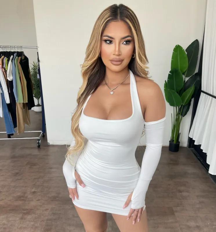 Dina Longsleeve Dress(Ivory) sold by OOTDFash