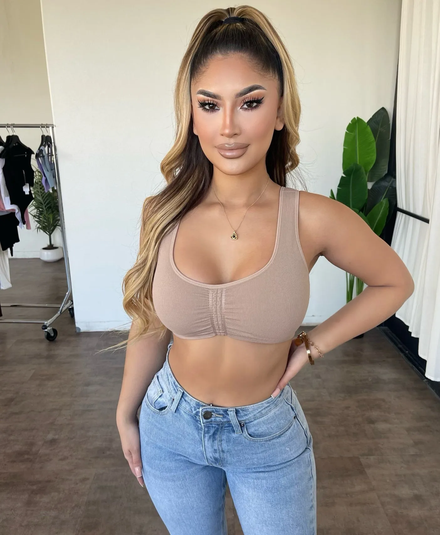 Heather Cropped Tank Top(Smoke Taupe) sold by OOTDFash