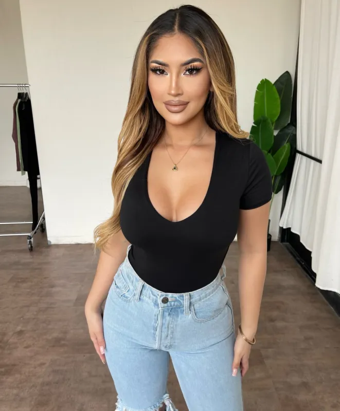 Marlyn V-Neck Top(Black) sold by OOTDFash