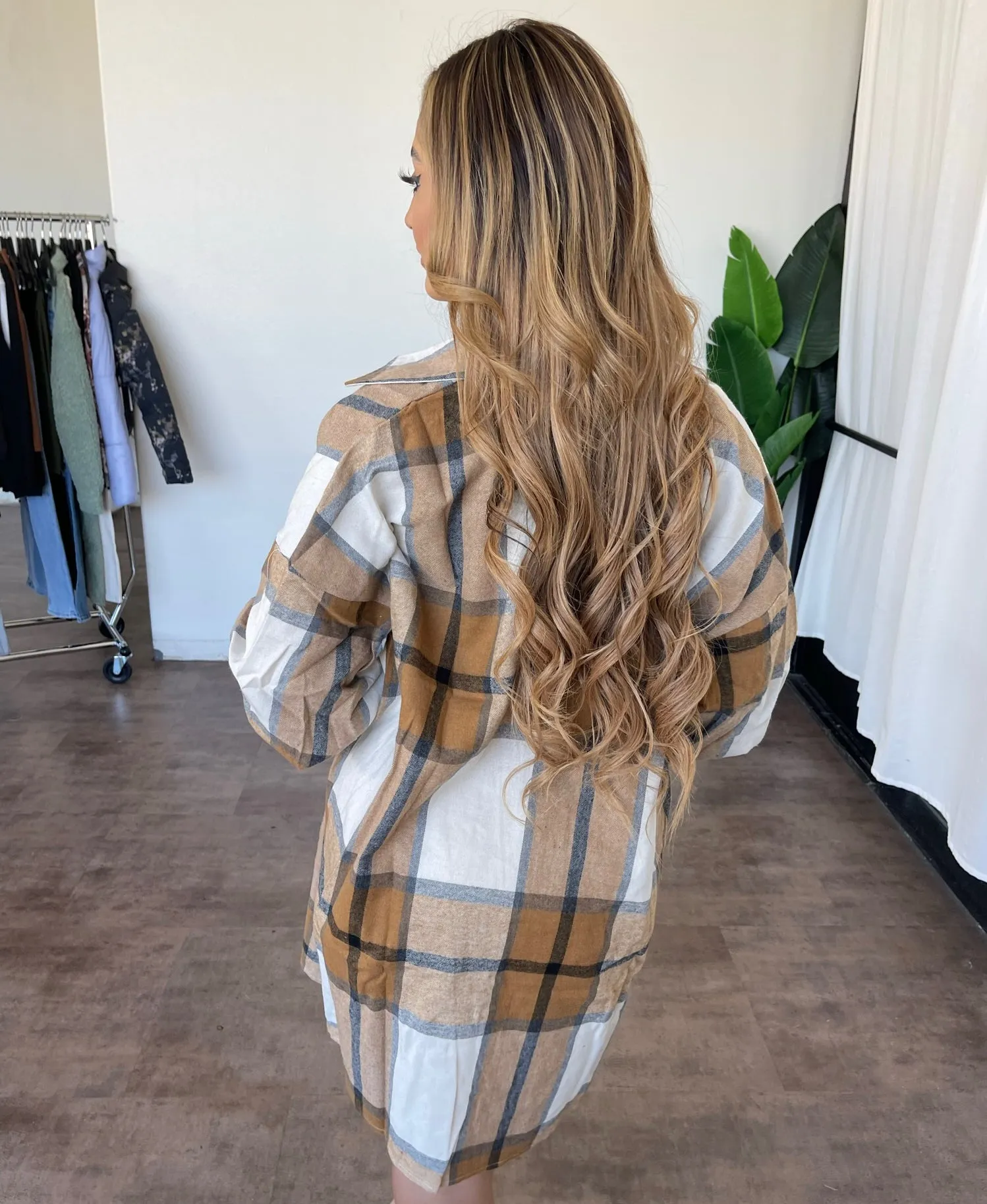 Jackie Oversized Flannel(Caramel multicolor) sold by OOTDFash product image thumbnail 2