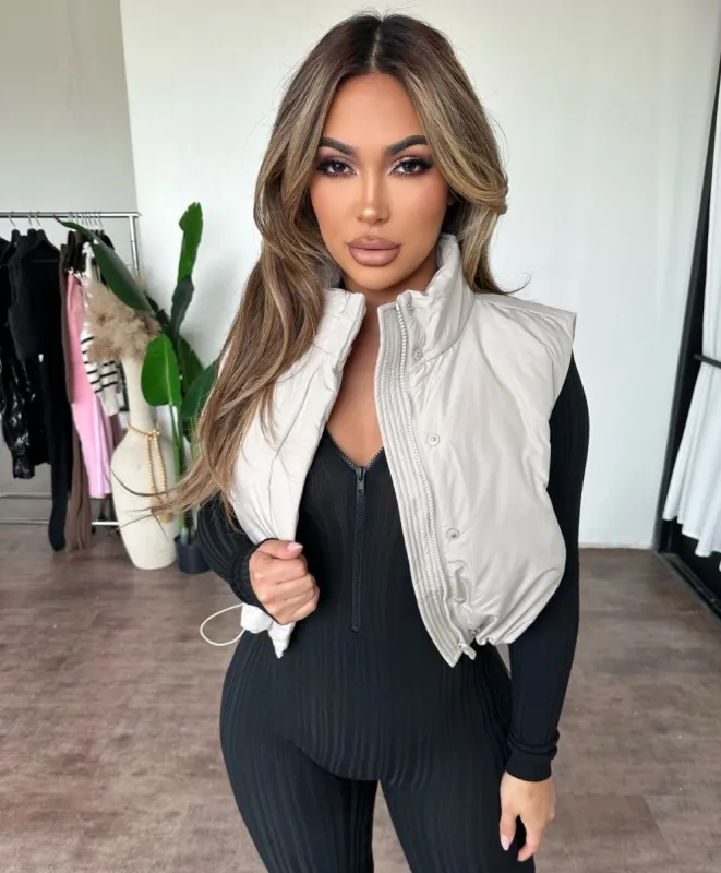 Perla Puffer Vest (Natural) sold by OOTDFash