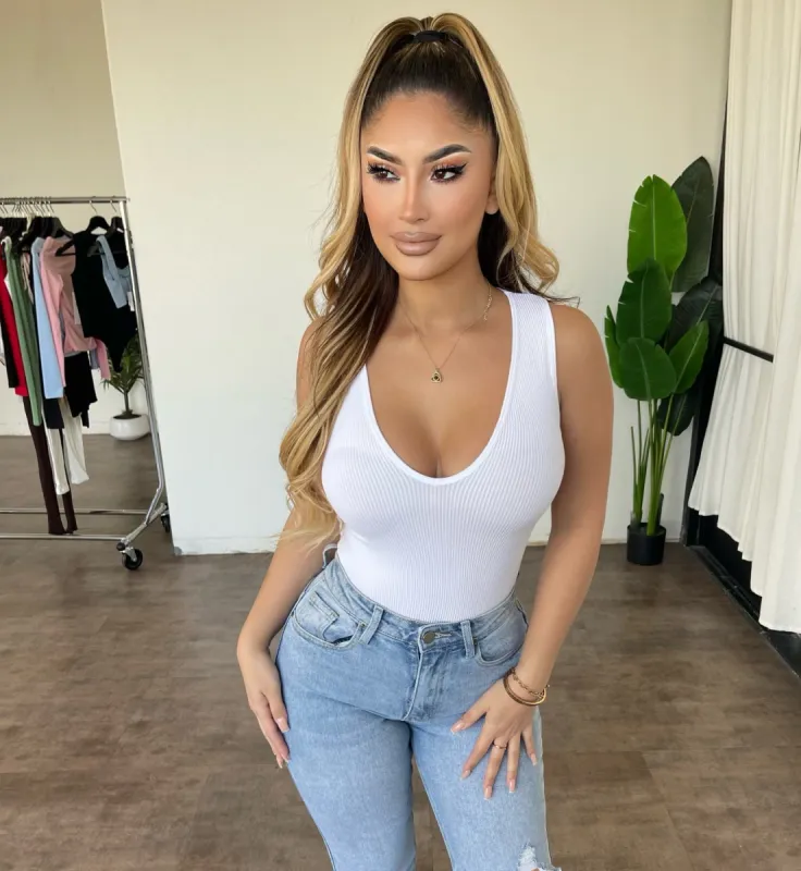 Esme Ribbed Bodysuit(White) sold by OOTDFash