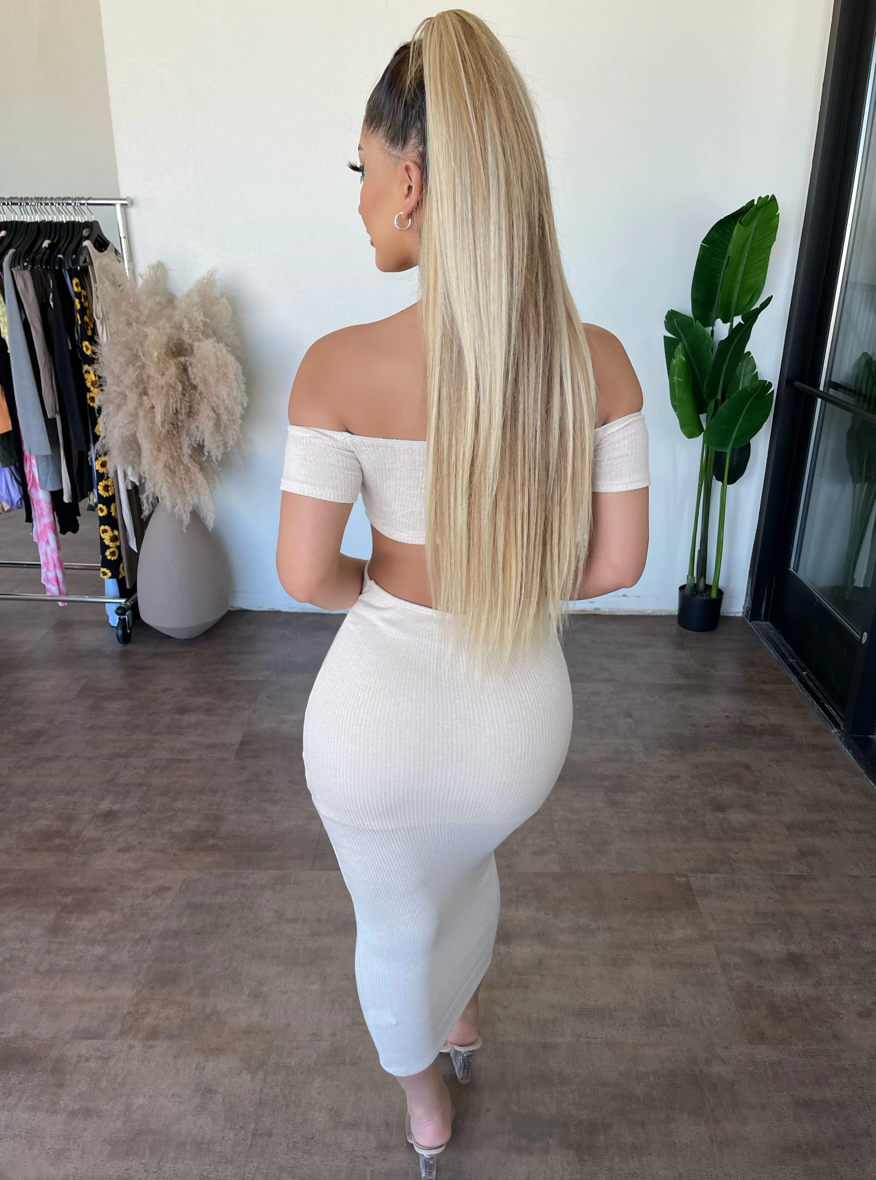 Polley Off Shoulder Halter Dress(Oatmeal) sold by OOTDFash product image thumbnail 2