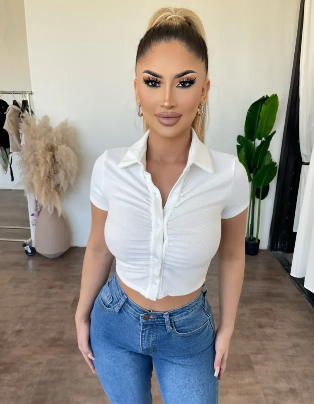 Tamera Short Sleeve Top(Off White)Final Sale sold by OOTDFash