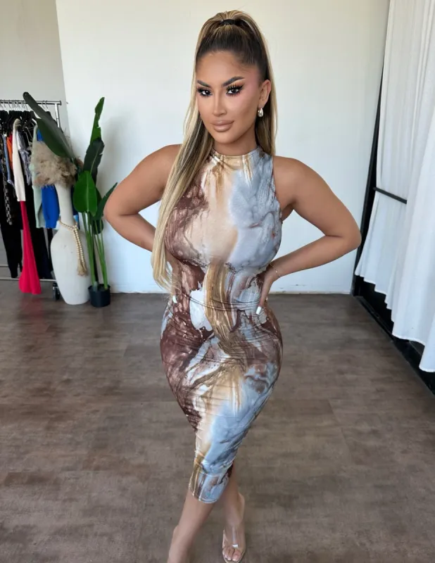 Tiffany Dress (Brown/Multi) sold by OOTDFash