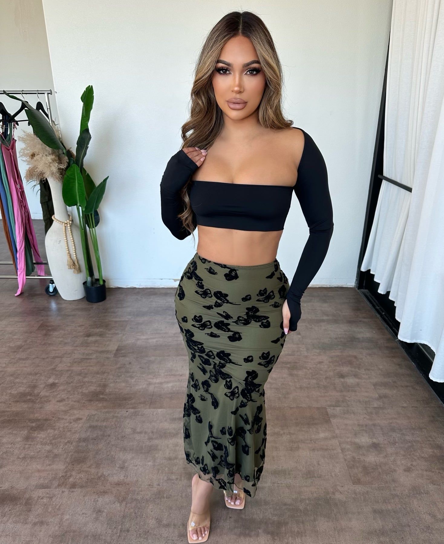 Lydia Skirt Olive) sold by OOTDFash