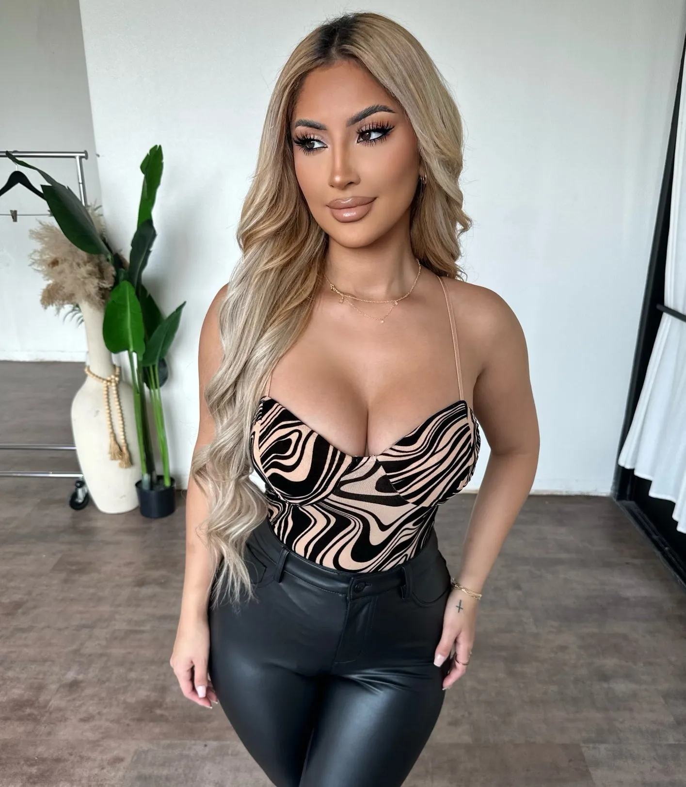 Kira Bodysuit (Black/Nude) sold by OOTDFash