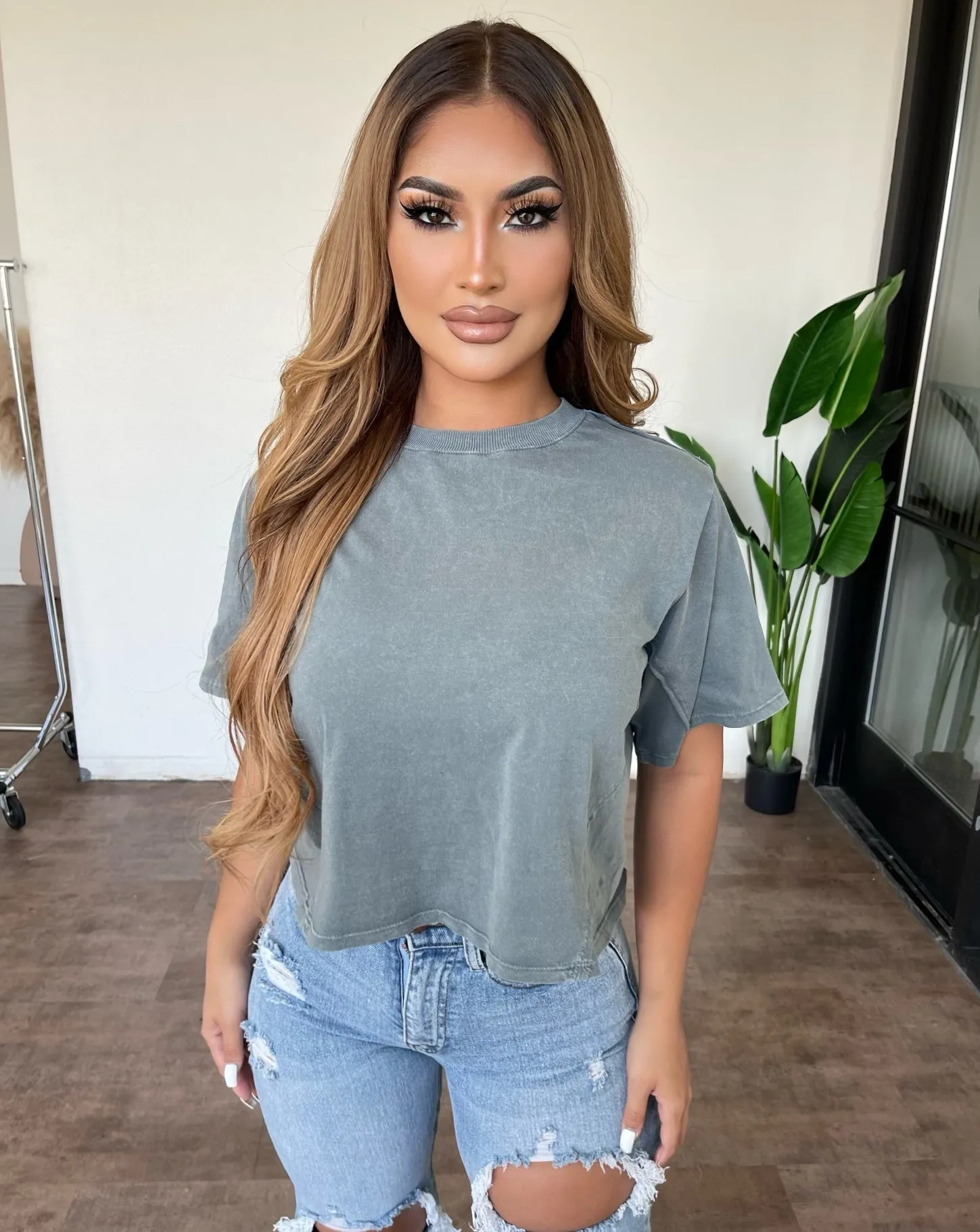 Tiana Cropped Tee(Blue) sold by OOTDFash