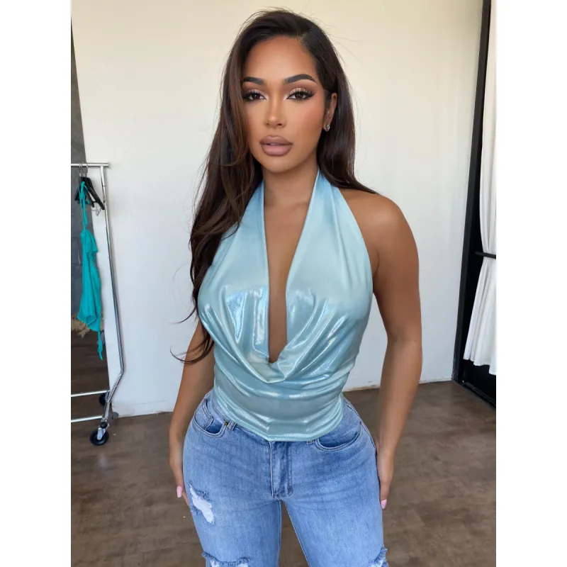 Jessica Halter Top (Blue) sold by OOTDFash