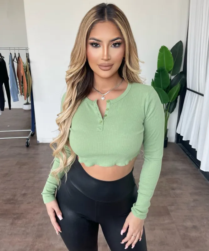 Tina Longsleeve Top(Jade Green) sold by OOTDFash