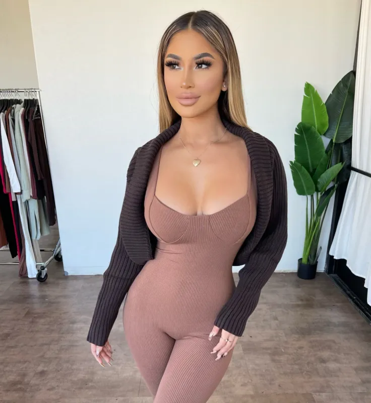 Betsy Cropped Cardigan(Brown) sold by OOTDFash