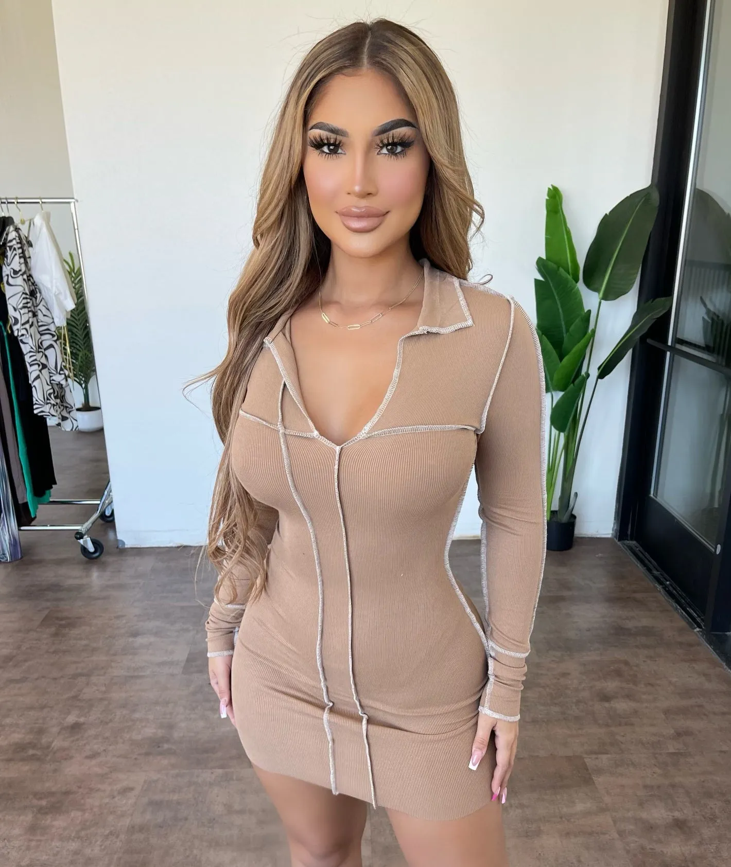 Tania Knit Dress (Brown) sold by OOTDFash