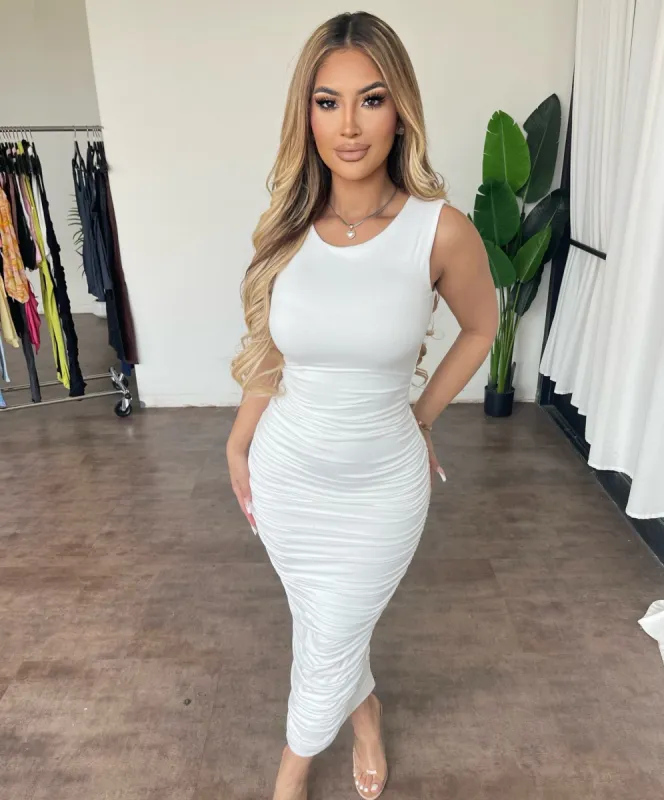 Jenny Sleeveless Dress(Ivory) sold by OOTDFash