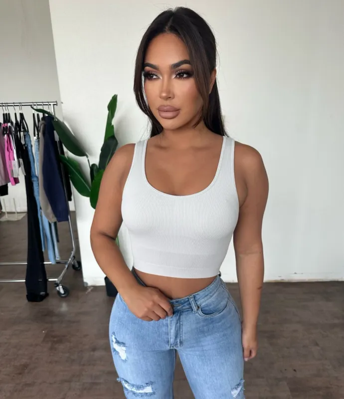 Melissa Cropped Top (Pale Grey) sold by OOTDFash