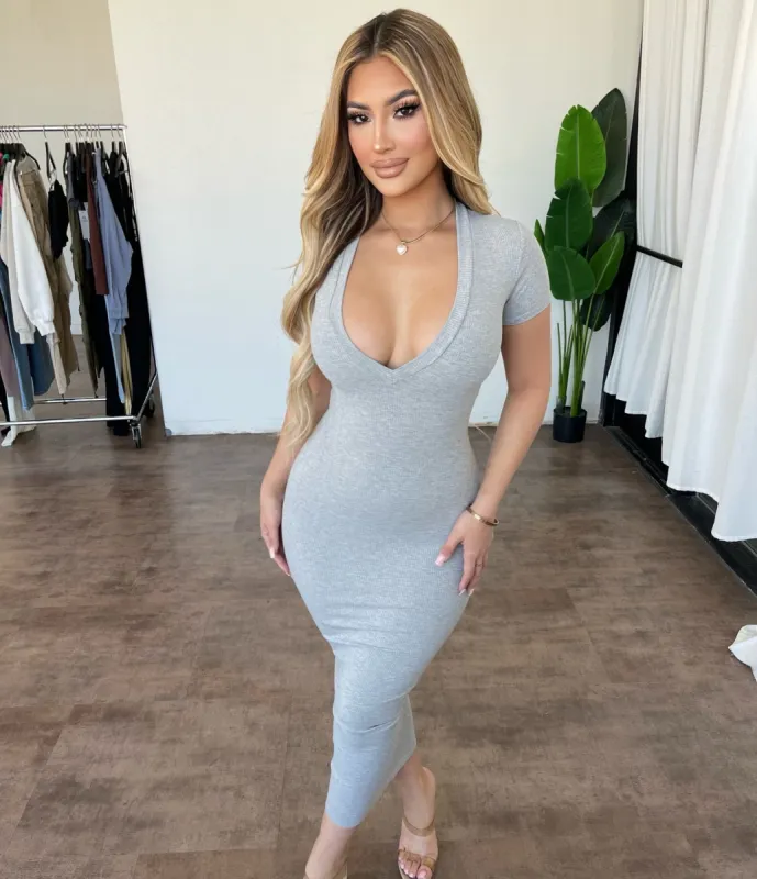 Elena Dress(Heather Grey) sold by OOTDFash