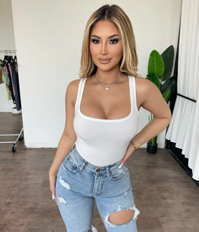 Lorena Tank Bodysuit(White) sold by OOTDFash