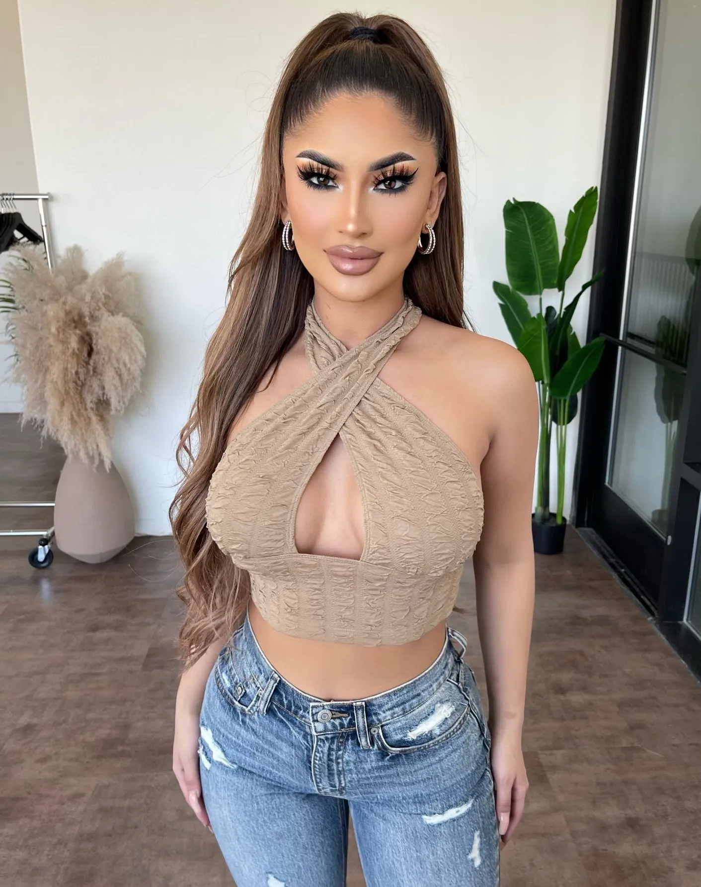 Andrea Halter Top(Taupe) sold by OOTDFash