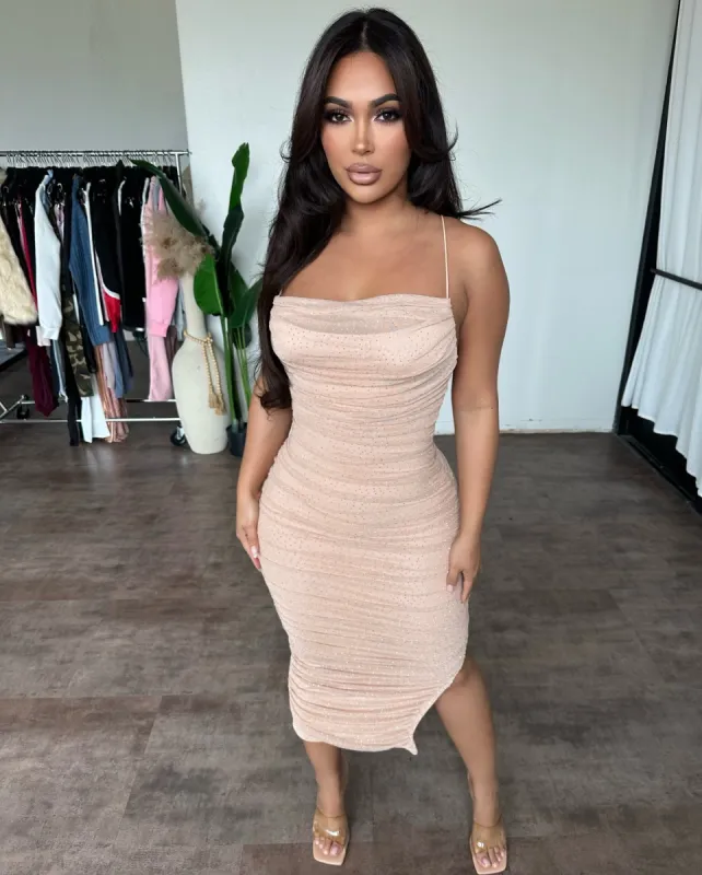 Nia Midi Dress(Nude) sold by OOTDFash