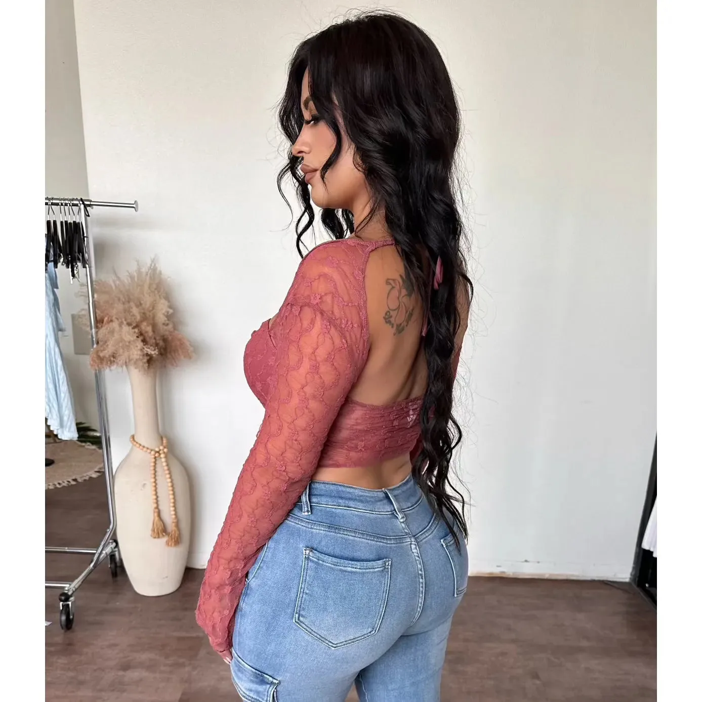 Tiff lace top (dusty rose) sold by OOTDFash product image thumbnail 2