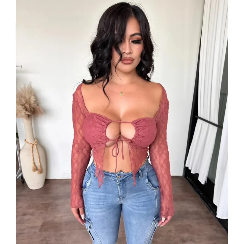 Tiff lace top (dusty rose) sold by OOTDFash