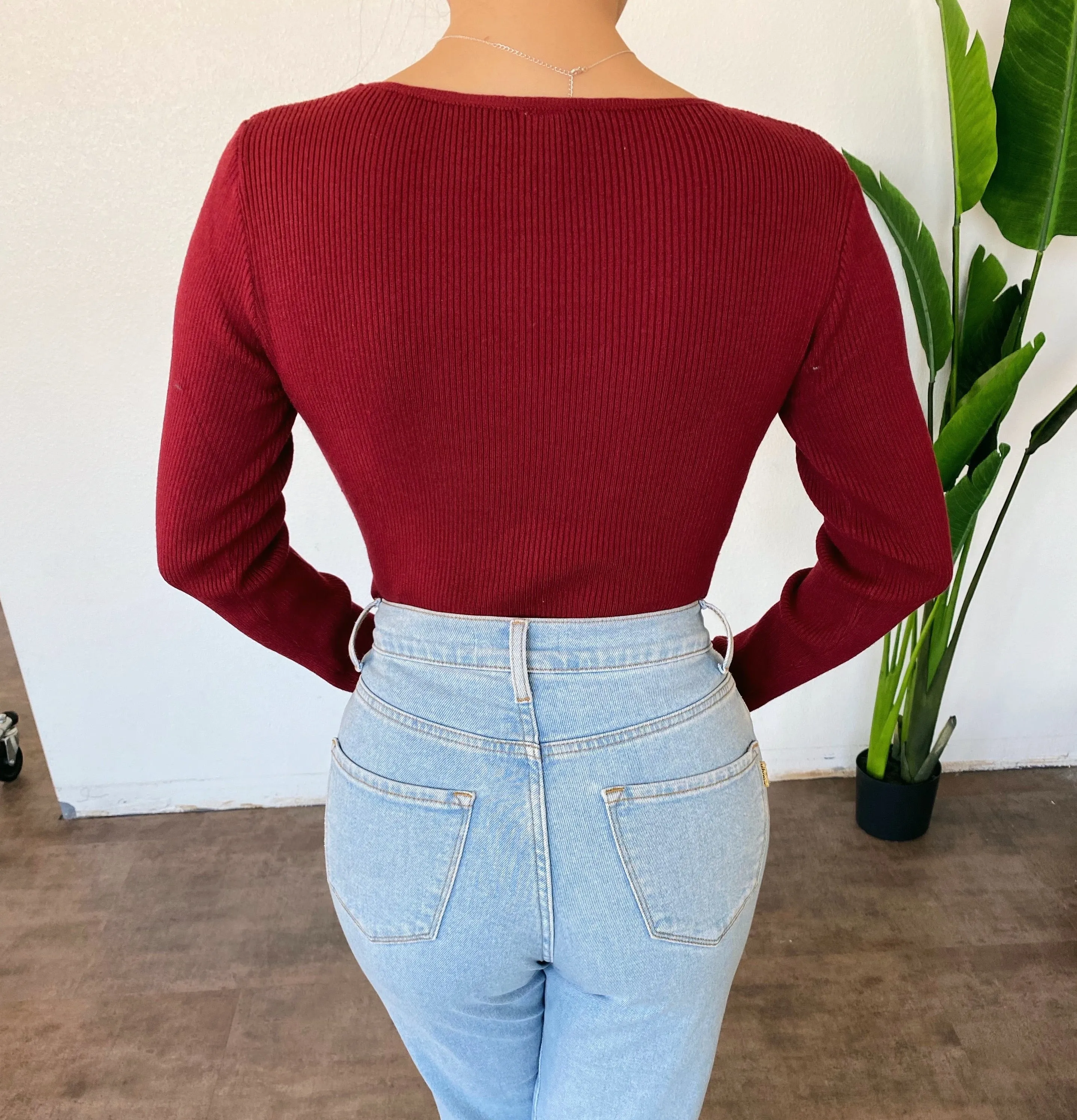Lacey Long Sleeve Bodysuit(Burgundy)FINAL SALE sold by OOTDFash product image thumbnail 3