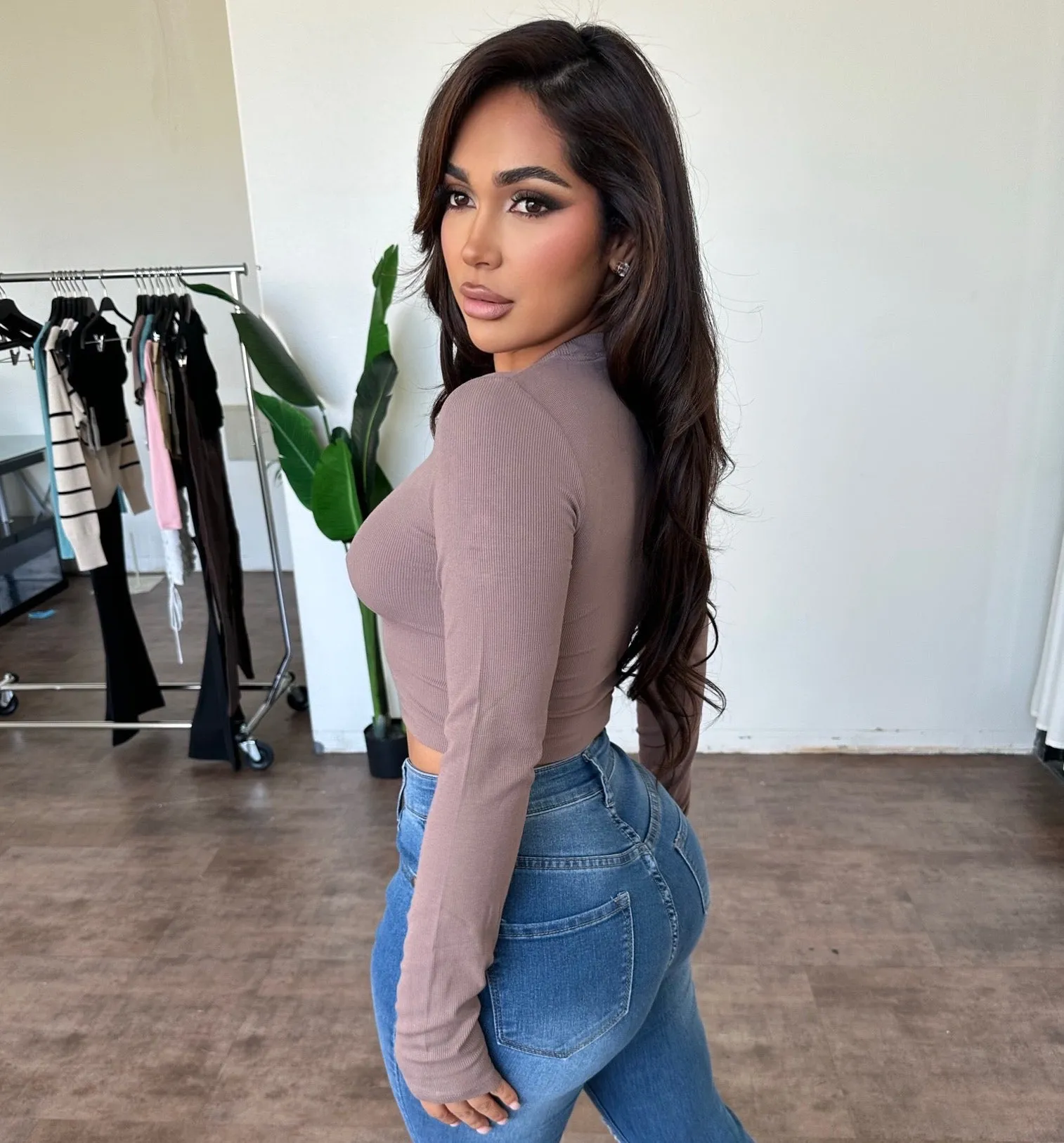 Linda Rib Top (Deep Taupe) sold by OOTDFash product image thumbnail 2