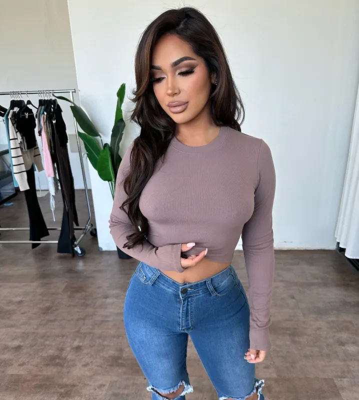 Linda Rib Top (Deep Taupe) sold by OOTDFash